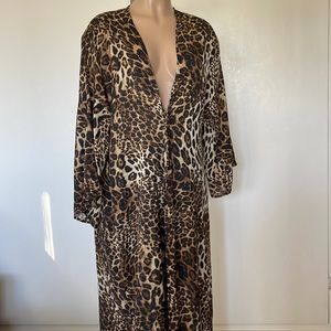 FBA KIMONO LONG Animal print,  V neck open Front Womens Kimono   Size SMALL